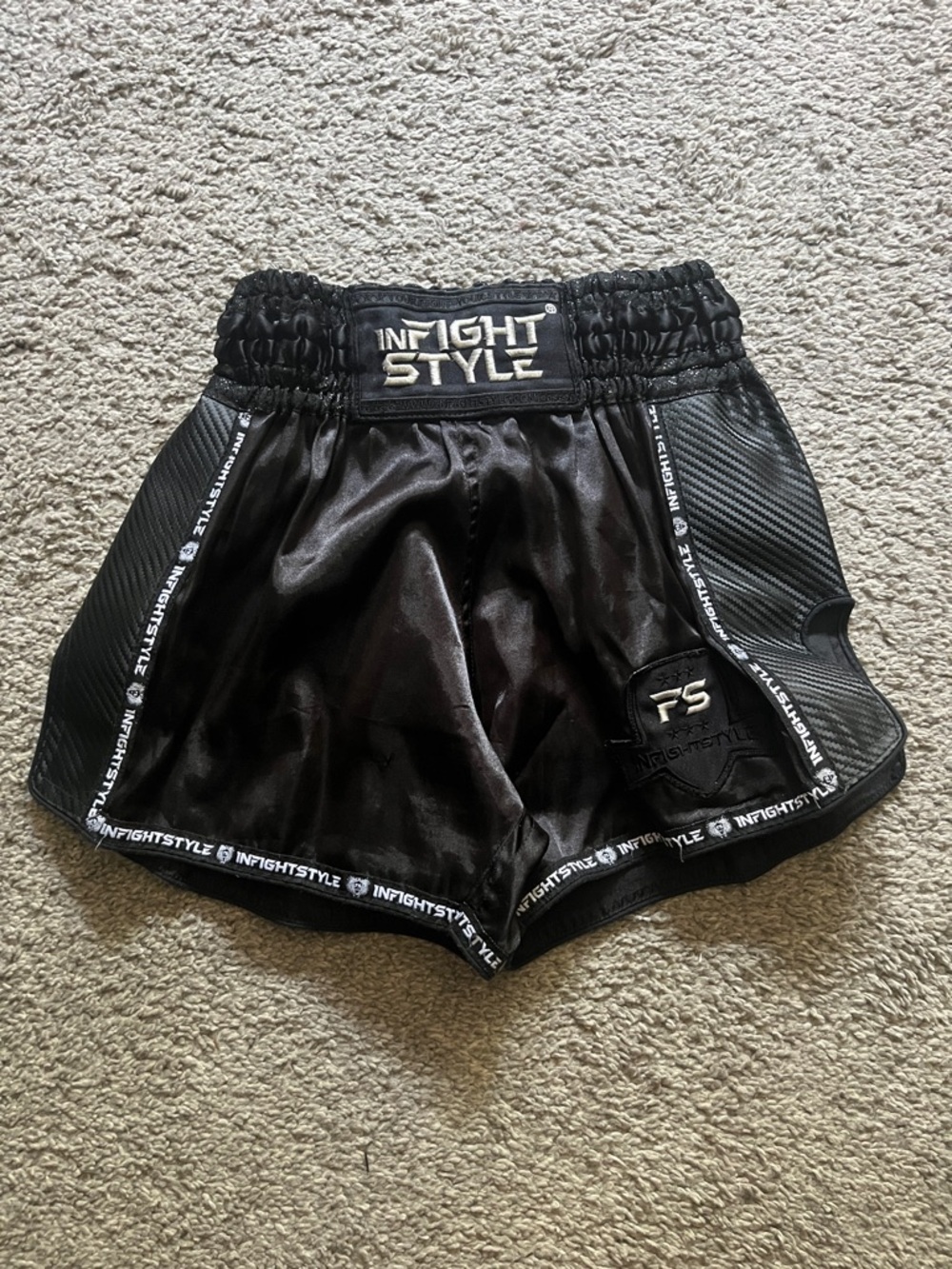 black infightstyle Muay Thai shorts - fits like xs